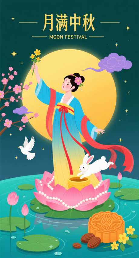 中秋主题插画月满中秋传统服饰女子_AI图片下载_采样_752X1392像素-古风,古装,女子-作品编号:2025092318116090-志ˆ设˘网