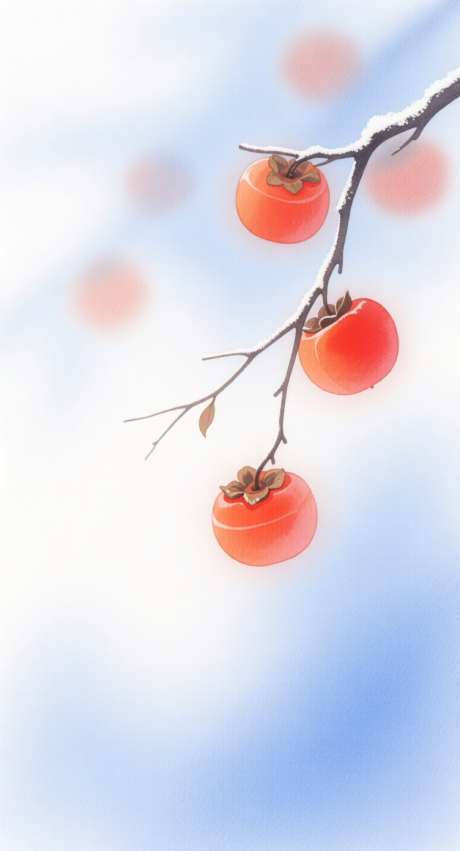 柿子秋日插画_AI图片下载_采样_752X1392像素-霜降,简约,插画-作品编号:2025092416526605-志˙设˜网