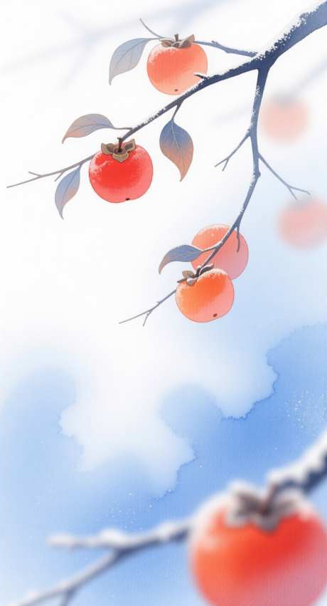 霜降柿子秋季插画_AI图片下载_采样_752X1392像素-秋季,插画,柿子-作品编号:2025092416521047-志‛ۛ设˘网