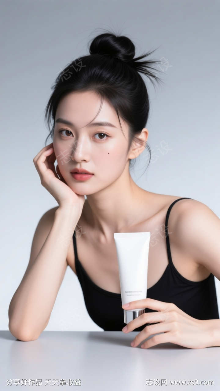 清新美妆产品展示美女模特