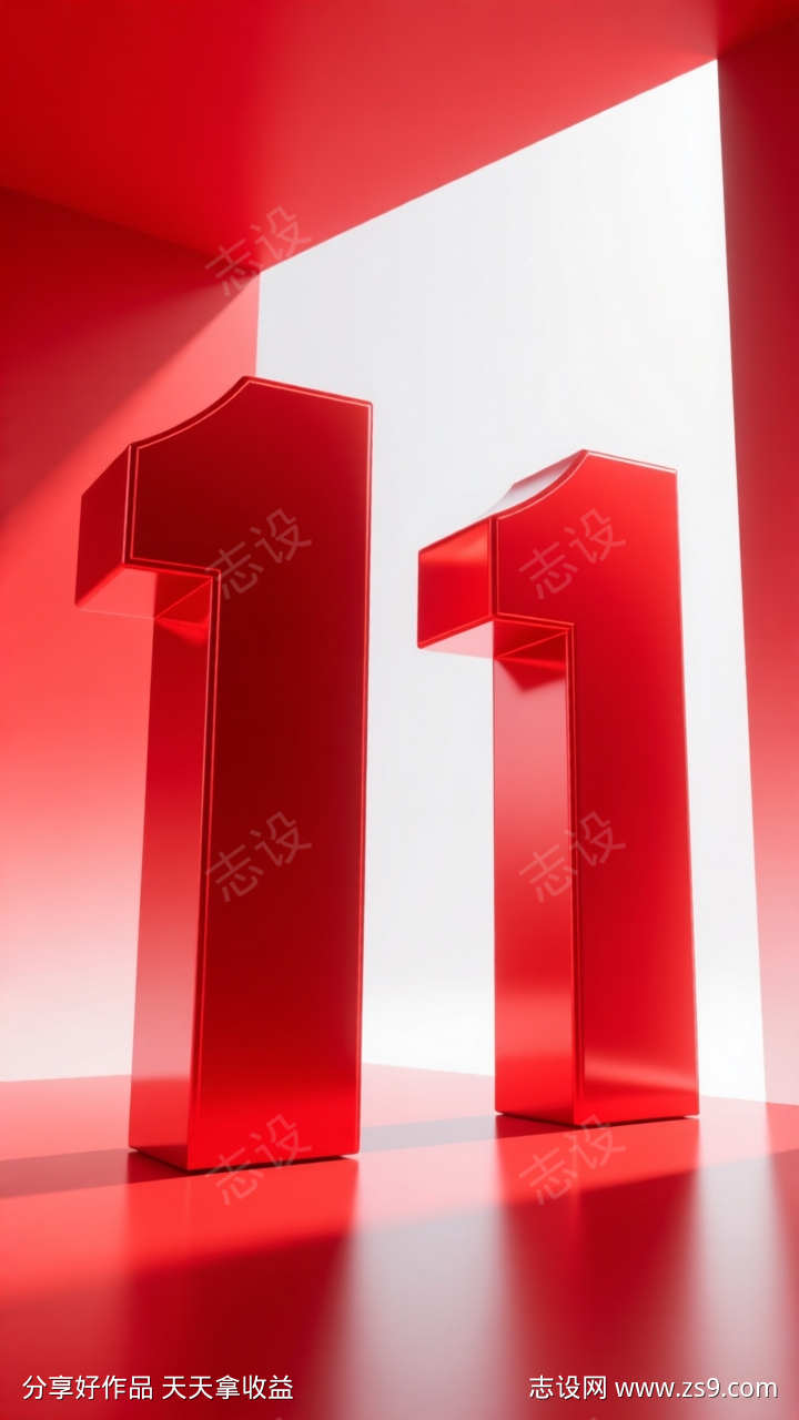 红色创意电商双11海报