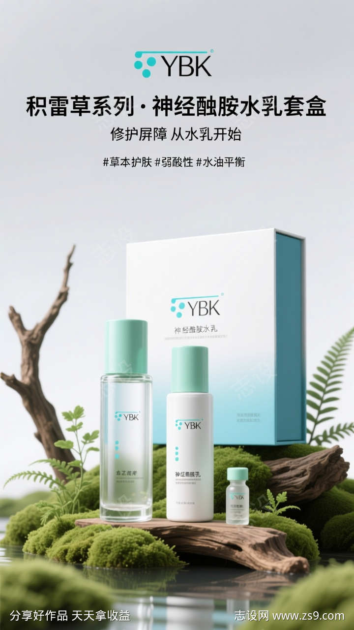 简约美妆产品场景海报