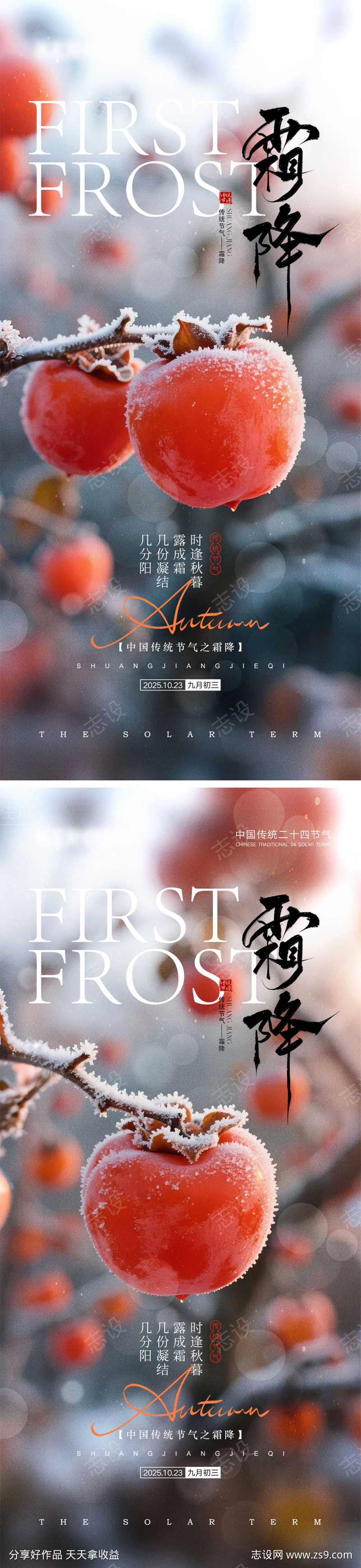霜降节气海报