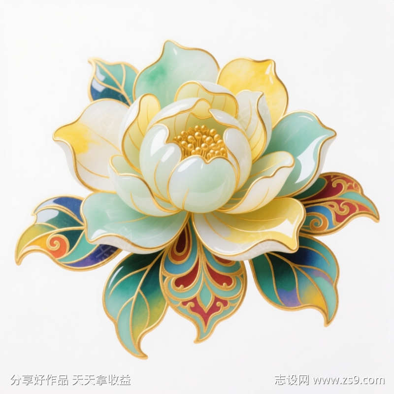 手绘插画风格的花卉图