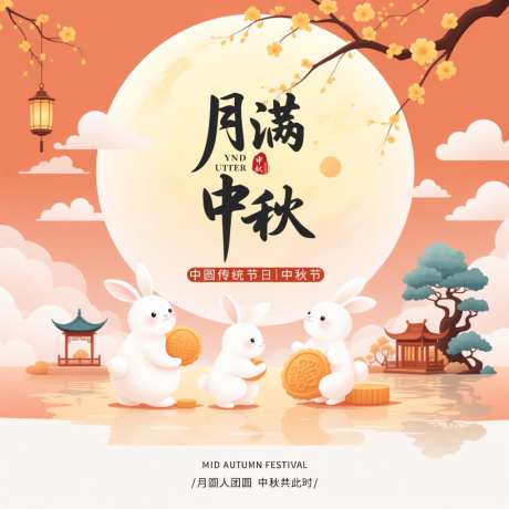 传统中秋佳节插画月满中秋白兔中国风_AI图片下载_采样_1024X1024像素-氛围感,建筑,花枝-作品编号:2025092721262101-志˓设ˇ网
