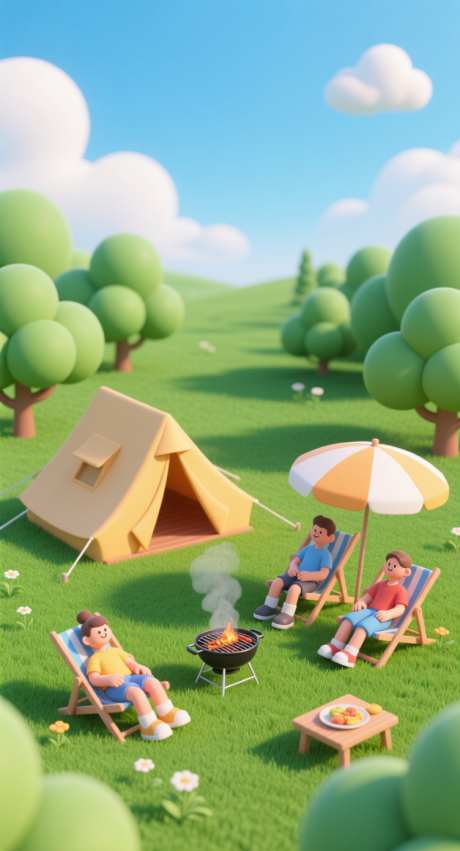 秋季露营插画_AI图片下载_采样_752X1392像素-3D,插画,帐篷-作品编号:2025092721261773-志ˈ̹设ˆ网