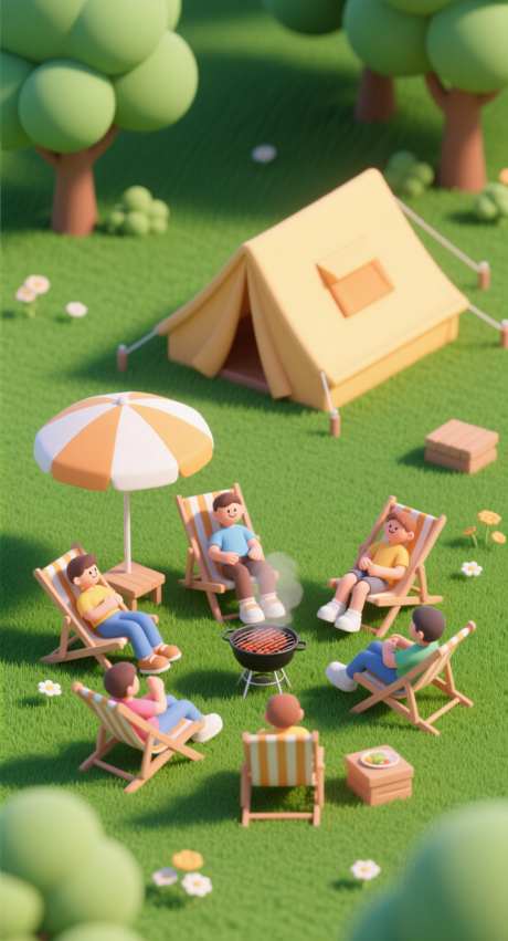 秋季露营插画_AI图片下载_采样_752X1392像素-3D,插画,帐篷-作品编号:2025092721267710-志˓设͵网