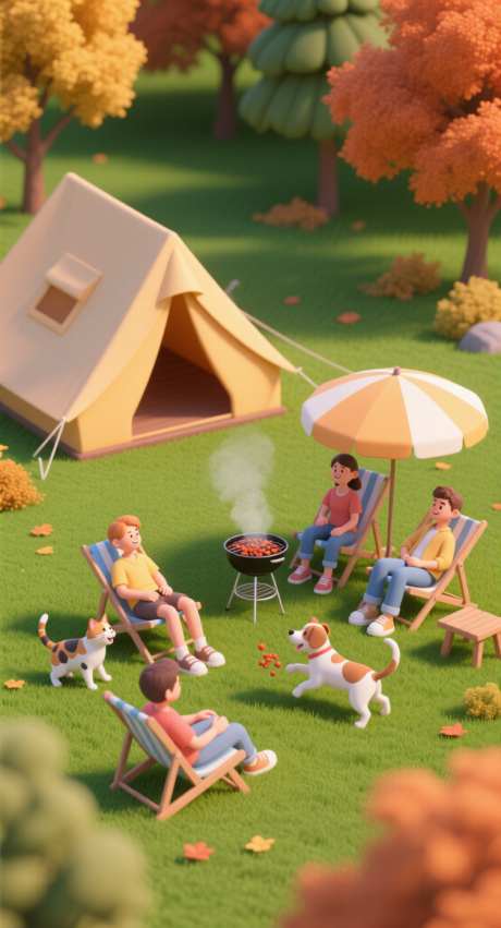 秋季露营插画_AI图片下载_采样_752X1392像素-3D,插画,帐篷-作品编号:2025092721269246-志˓设.网