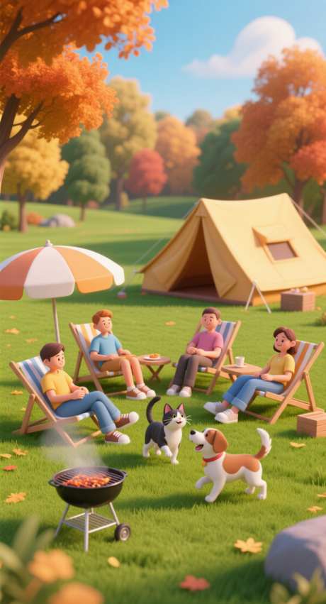 秋季露营插画_AI图片下载_采样_752X1392像素-3D,插画,帐篷-作品编号:2025092721275188-志˓设ˈ̹网