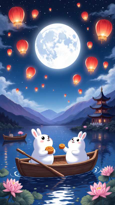 中秋节插画_AI图片下载_euler采样_720X1280像素-传统节日,月亮,月饼-作品编号:2025092808328053-志·设˒网