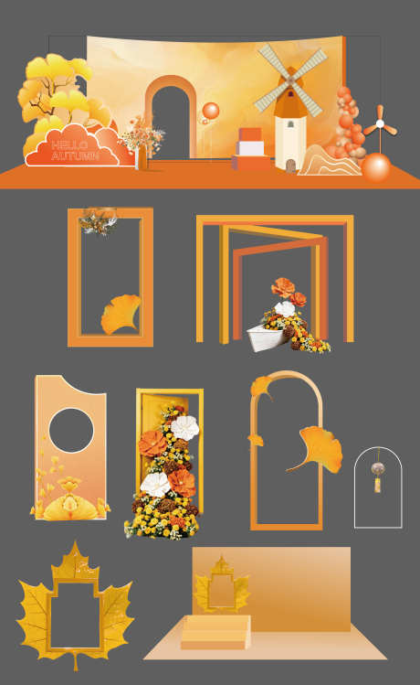 中秋节美陈设计_源文件下载_AI格式_4713X7675像素-梧桐叶,银杏叶,秋天-作品编号:2025092713288744-志˒设˰网