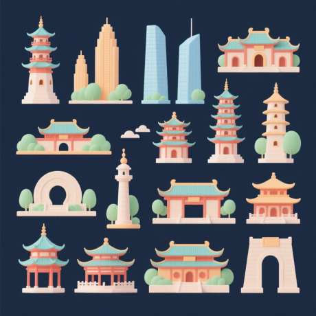 杭州地标建筑合集_AI图片下载_euler采样_1024X1024像素-杭州,地标,建筑-作品编号:2025092815191074-志′设͵网