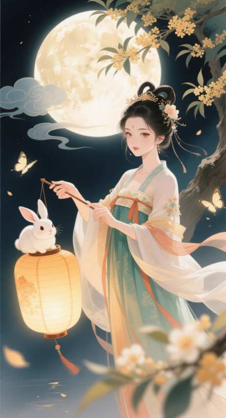 国风中秋节_AI图片下载_采样_752X1392像素-槐花,插画,中秋节-作品编号:2025092815168270-志,设ˌ网