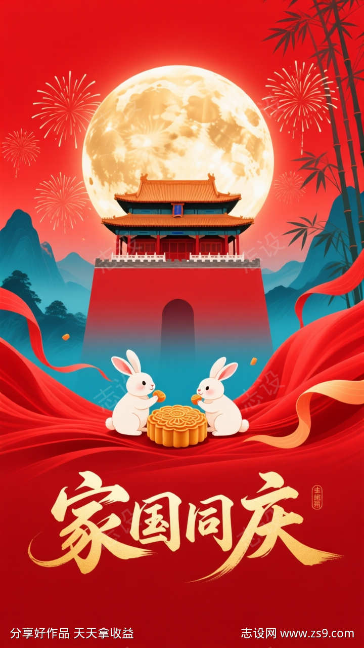 家国同庆双节海报