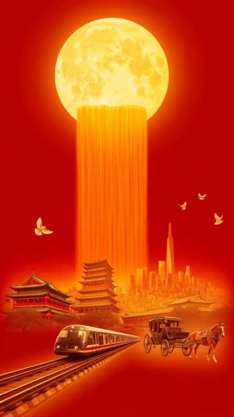 中秋月圆夜_AI图片下载_euler采样_720X1280像素-马车,归途,奇幻-作品编号:2025093015457965-志˯设˒网