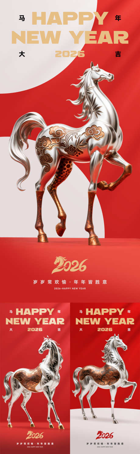 2026马年简约创意海报_源文件下载_PSD格式_1181X3834像素-系列,金属,大气-作品编号:2025100714336866-志˰设’网