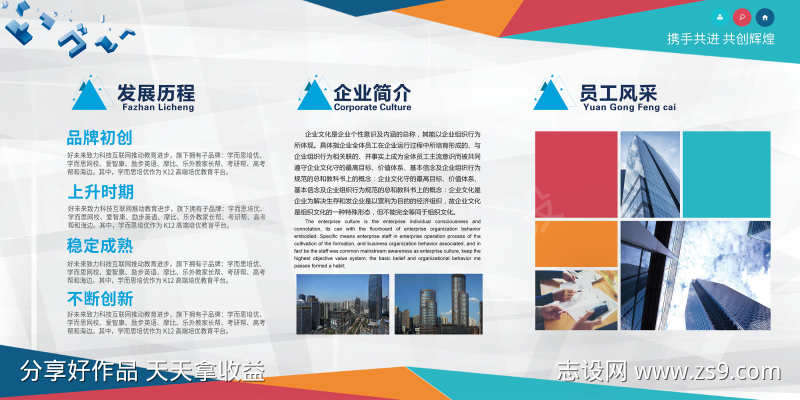 企业文化制度企业发展历程宣传展板