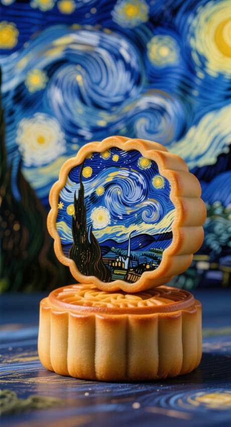 中秋月饼团圆_AI图片下载_采样_752X1392像素-夜空,油画,梵高-作品编号:2025100611397613-志˜设˒网