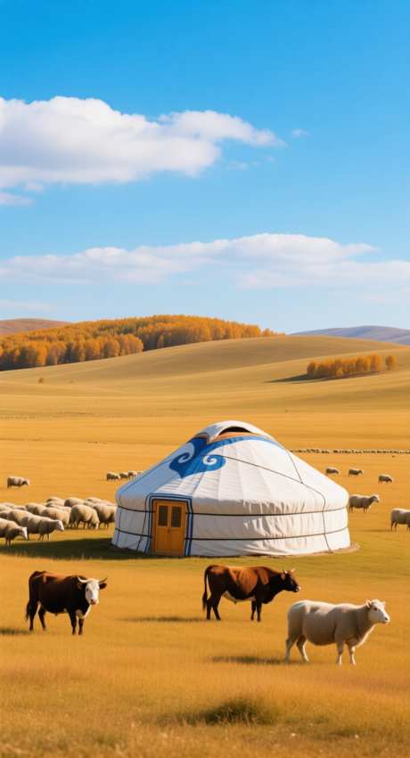 草原风景区_AI图片下载_采样_752X1392像素-草地,牛羊,蒙古包-作品编号:2025100611442612-志‛ۛ设‘网