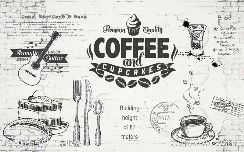 免抠咖咖啡背景墙