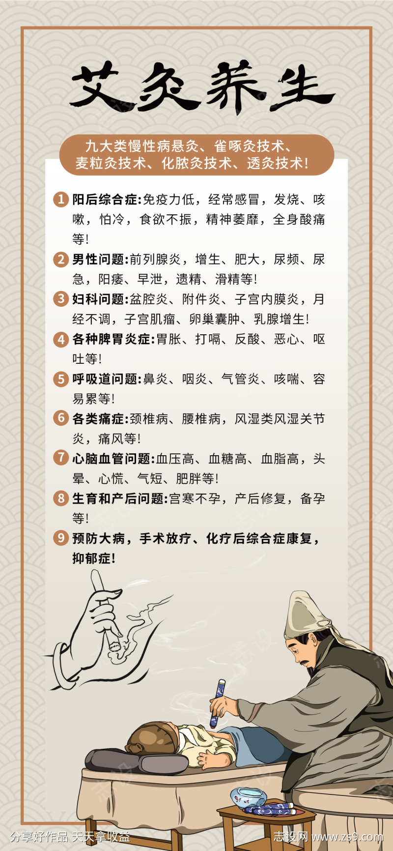 艾灸养生海报
