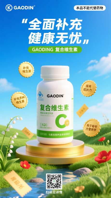 清新卡通保健品产品宣传海报详情_AI图片下载_dpmpp_2m采样_720X1280像素-详情,海报,宣传-作品编号:2025100612101254-志˜设,网