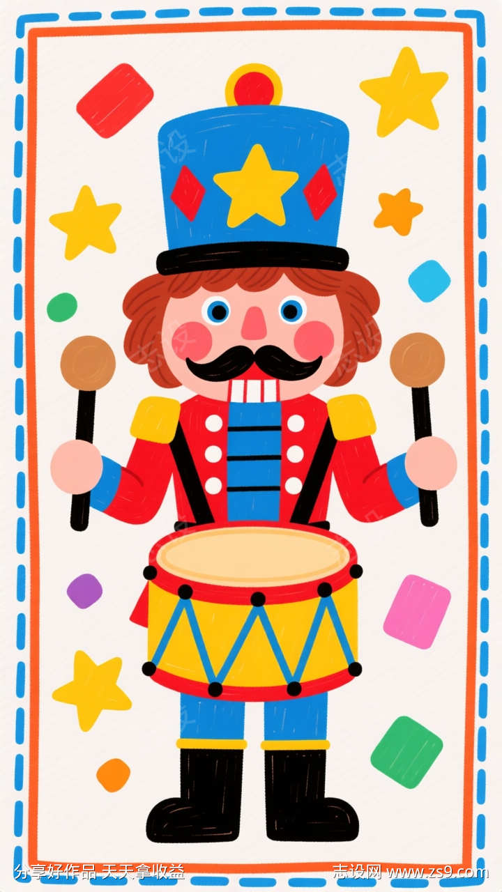 打军鼓的卡通人物