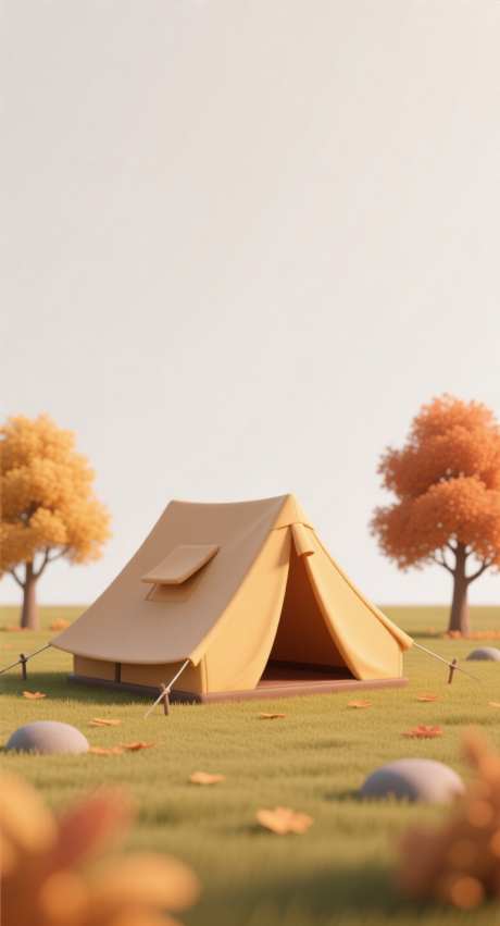 秋季露营插画图_AI图片下载_采样_752X1392像素-帐篷,3d,插画-作品编号:2025100612385152-志˰设‘网