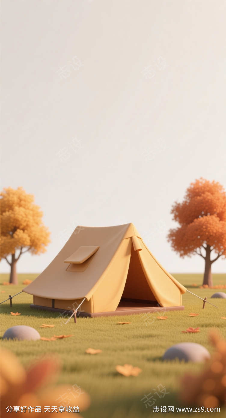秋季露营插画图