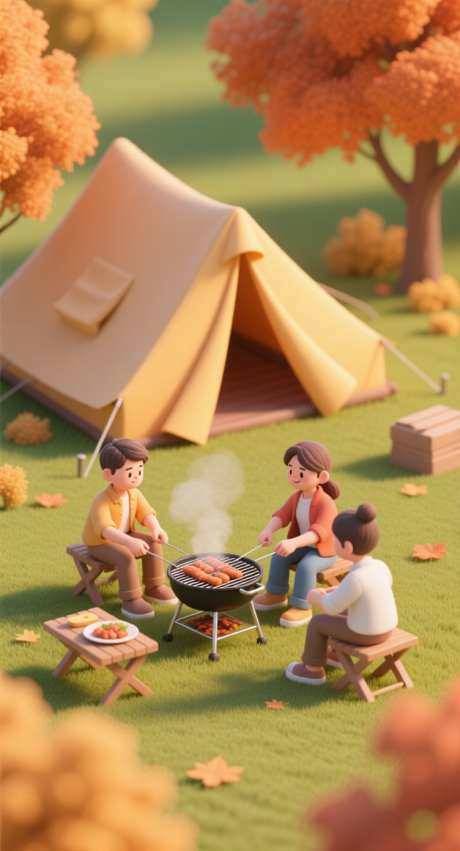 秋季露营插画图_AI图片下载_采样_752X1392像素-帐篷,3d,插画-作品编号:2025100612391356-志˲͓͕͔͐͑͗ٚٛٙ设`网