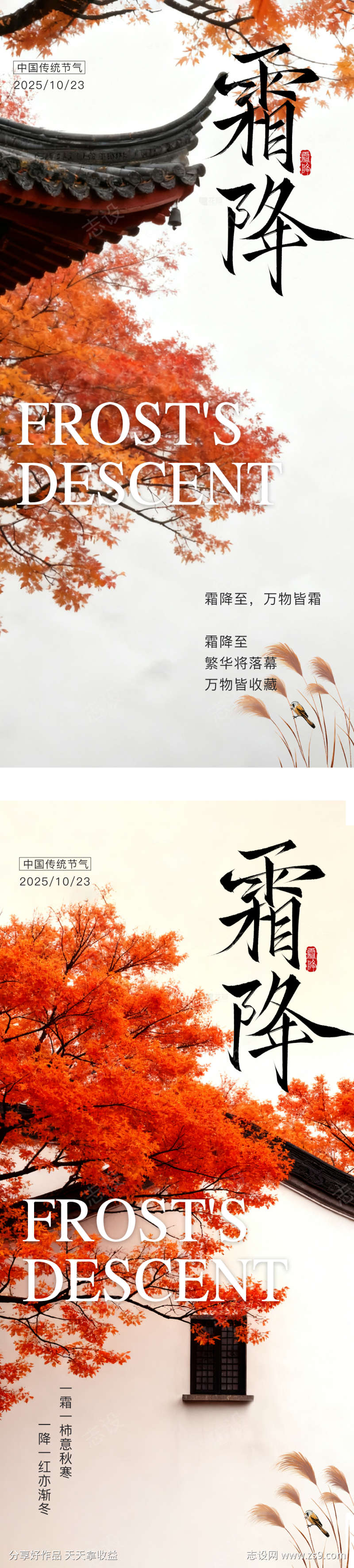 霜降节气海报