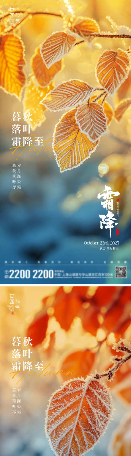 霜降节气海报_源文件下载_AI,PSD格式_720X1560像素-金色叶子,白霜,秋霜-作品编号:2025101015228920-志ˉ设·网