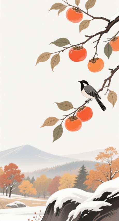 霜降柿子插画_AI图片下载_采样_752X1392像素-插画,柿子,二十四节气-作品编号:2025101014072400-志˯设˱网