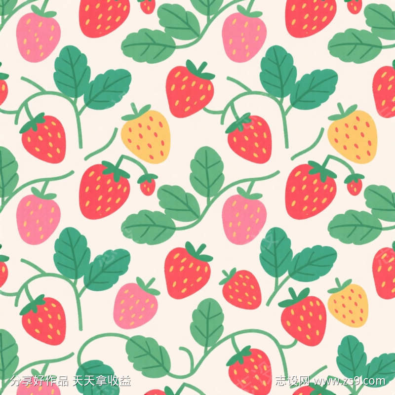 扁平插画风格手绘插画草莓