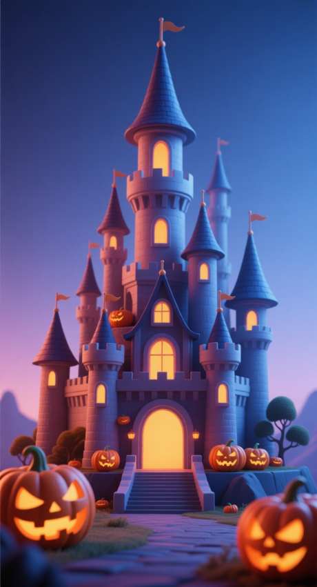 万圣节插画_AI图片下载_采样_752X1392像素-南瓜灯,3D,插画-作品编号:2025101017146830-志·设′网