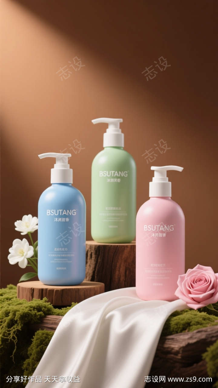 电商洗护产品实拍场景海报背景