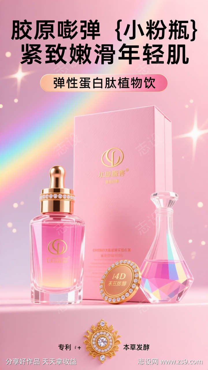 粉色清新电商美妆产品宣传海报