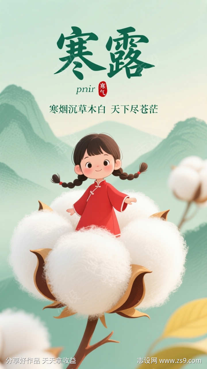 二十四节气寒露插画海报