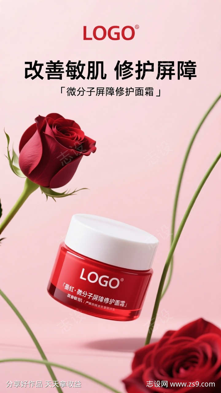 红色面霜宣传海报