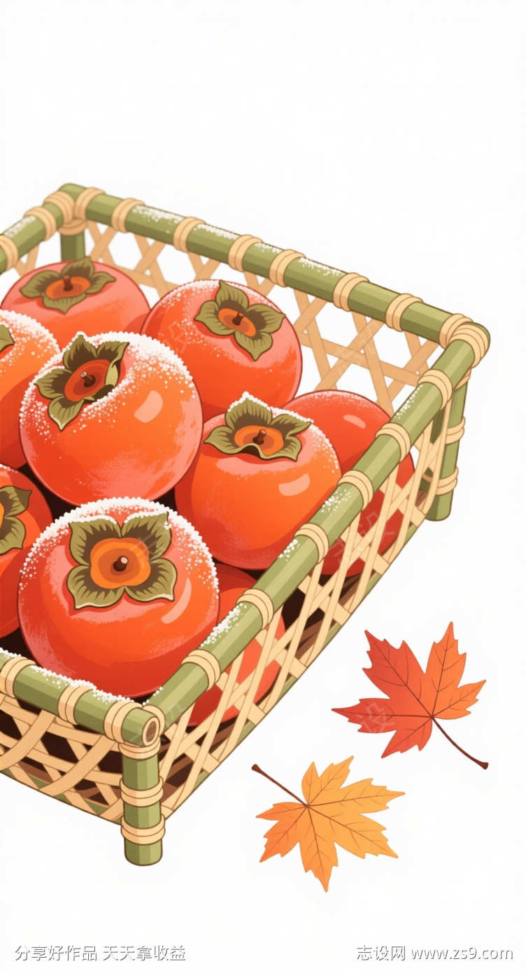 霜降柿子插画