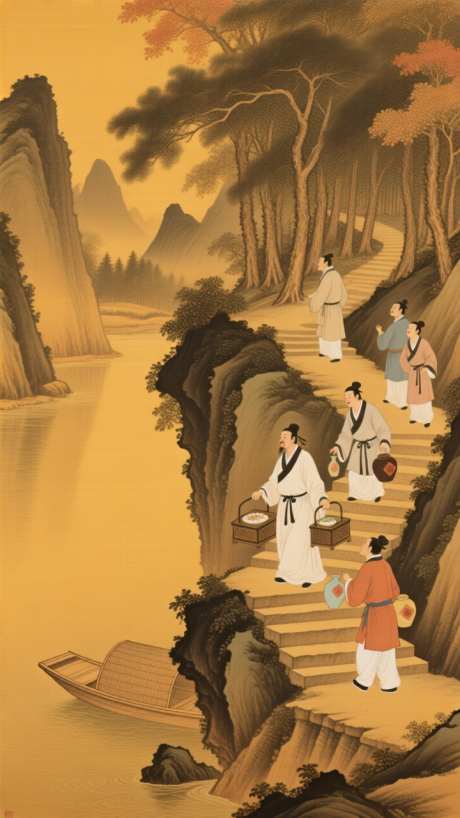 重阳节登高_AI图片下载_euler采样_720X1280像素-古风,中国风,绘画-作品编号:2025101308573445-志˰设·网