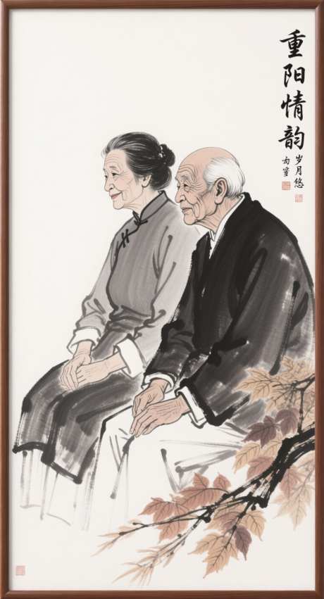 重阳情韵国画_AI图片下载_采样_752X1392像素-重阳,水墨画,老人-作品编号:2025101310064941-志‛ۛ设’网