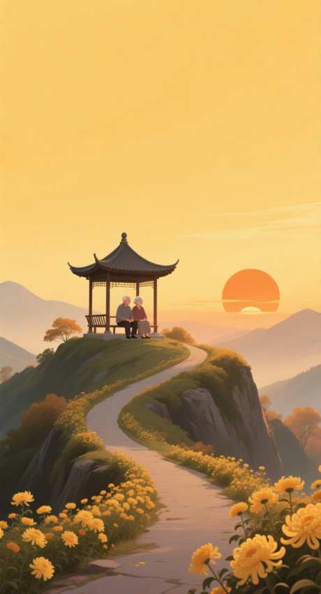 重阳节插画_AI图片下载_采样_752X1392像素-夕阳,插画,海报-作品编号:2025101311209787-志ˉ设,网