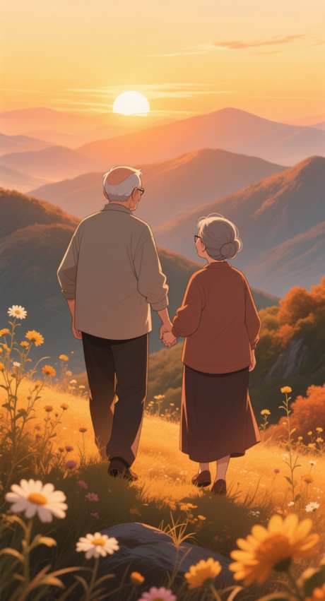 重阳登高望远_AI图片下载_采样_752X1392像素-夕阳,登高,老人-作品编号:2025101314105309-志˱设ˇ网