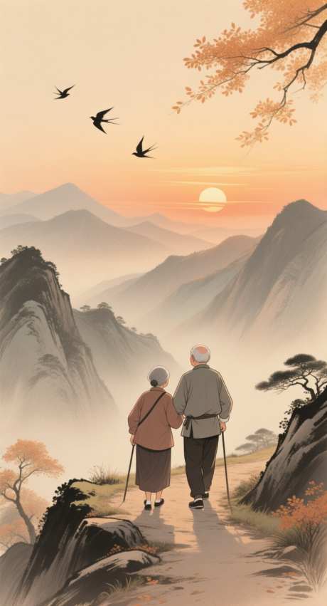 重阳节插画_AI图片下载_采样_752X1392像素-老人,登高,中国传统节日-作品编号:2025101314417036-志′设ˉ网
