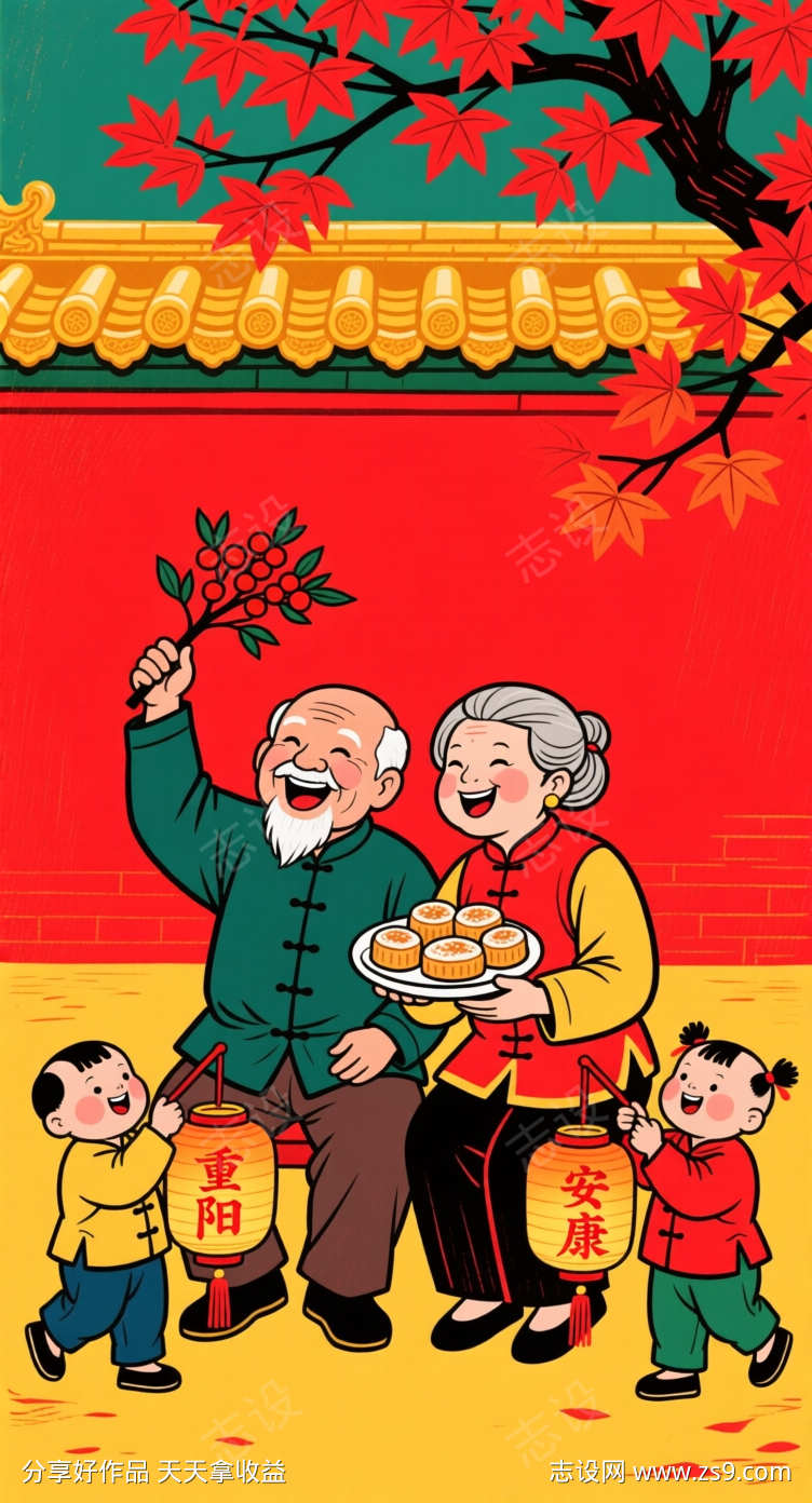 重阳传统木版年画