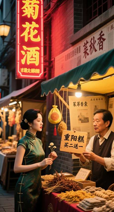 重阳节促销插画_AI图片下载_采样_752X1392像素-旗袍,霓虹灯,菊花酒-作品编号:2025101316496659-志˘设˲͓͕͔͐͑͗ٚٛٙ网