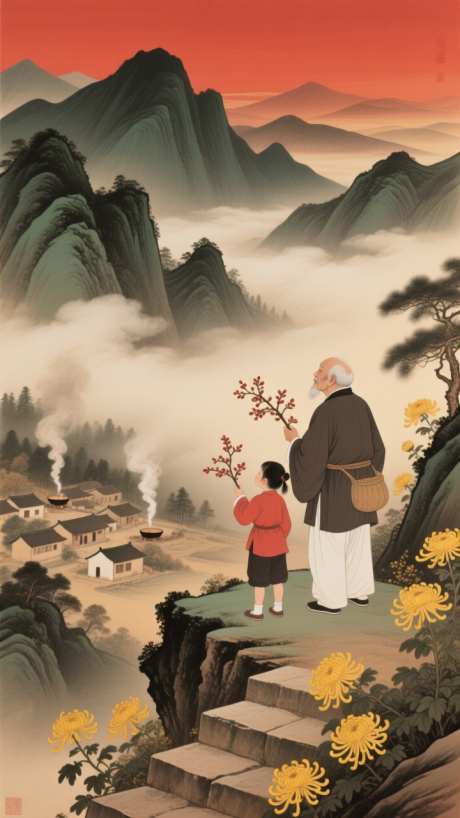 九月九日重阳节海报_AI图片下载_euler采样_720X1280像素-九月九,重阳节,插画-作品编号:2025101409263294-志˱设˙网