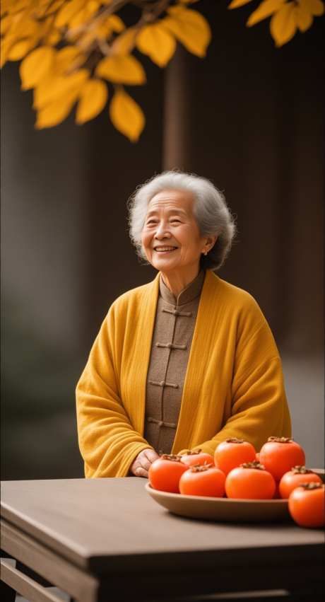 慈祥的老人_AI图片下载_采样_752X1392像素-重阳节,秋叶,柿子-作品编号:2025101409257423-志·设,网