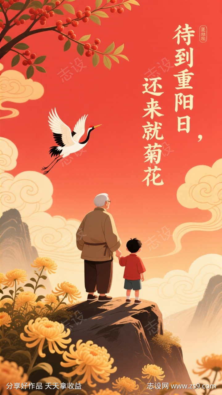 重阳节登高海报